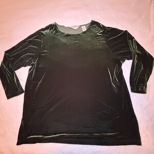 Bechamel Jewel Tone Green Velvet Blouse 1X